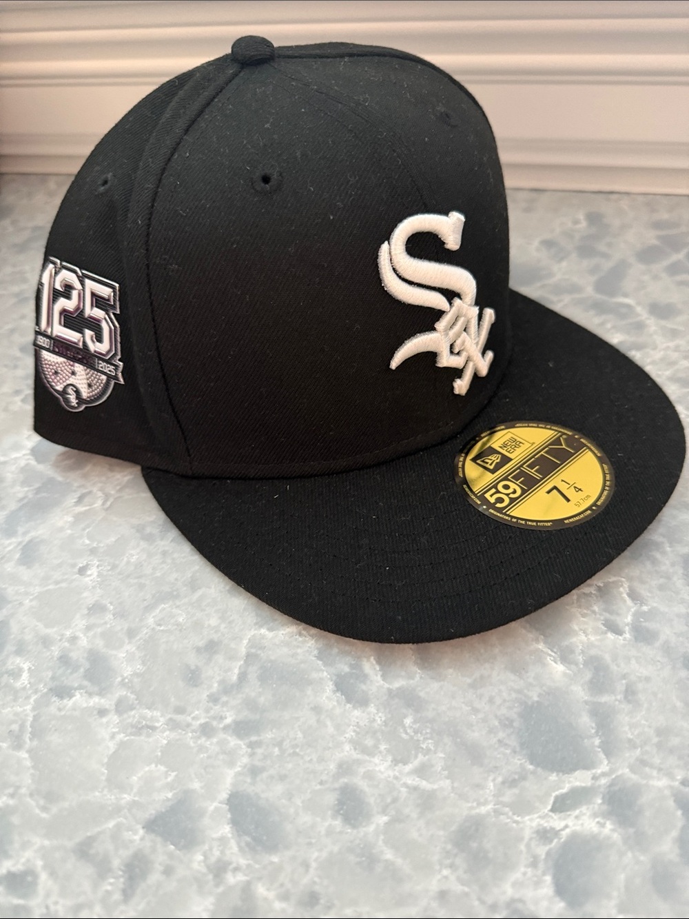 New Era White Sox 59 Fifty Black & White Fitted Baseball Cap 125 Anniversary